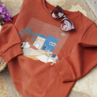 Mädchen Sweatshirt mit Marokko-Print Oeko-Tex - orange