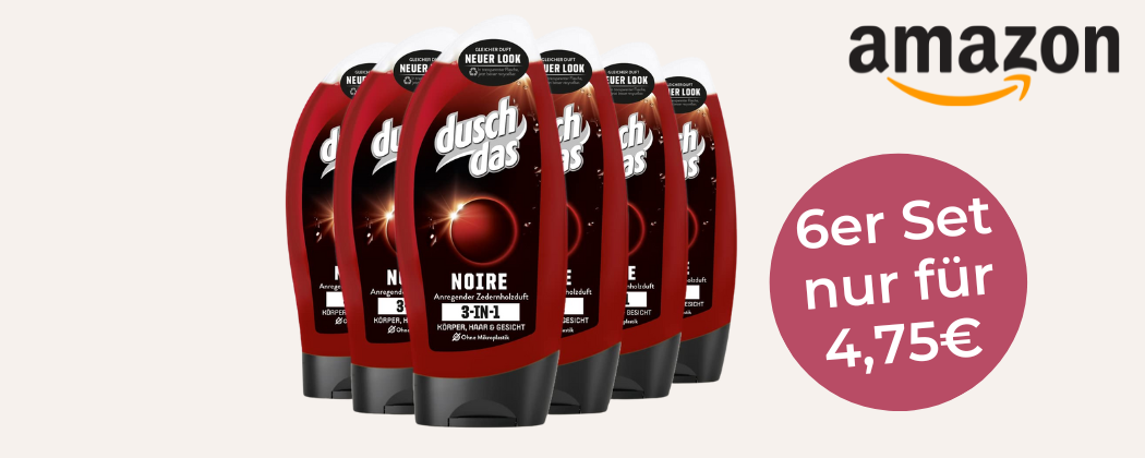 Duschdas Duschgel for Men Noire - 6 Flaschen á 250 ml schon ab 4,22€