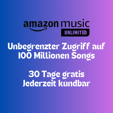 30 Tage kostenlos: Amazon Music unlimited