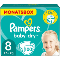 Pampers Baby-Dry Windeln, Gr. 8, 17+kg, Monatsbox (1 x 100 Windeln)