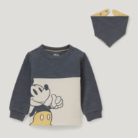 Micky Maus - Set - Baby-Sweatshirt und Wende-Dreieckstuch