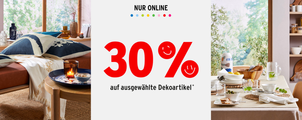 30% Rabatt auf Deko bei Ernsting's family - auch auf Kinderzimmer Deko 