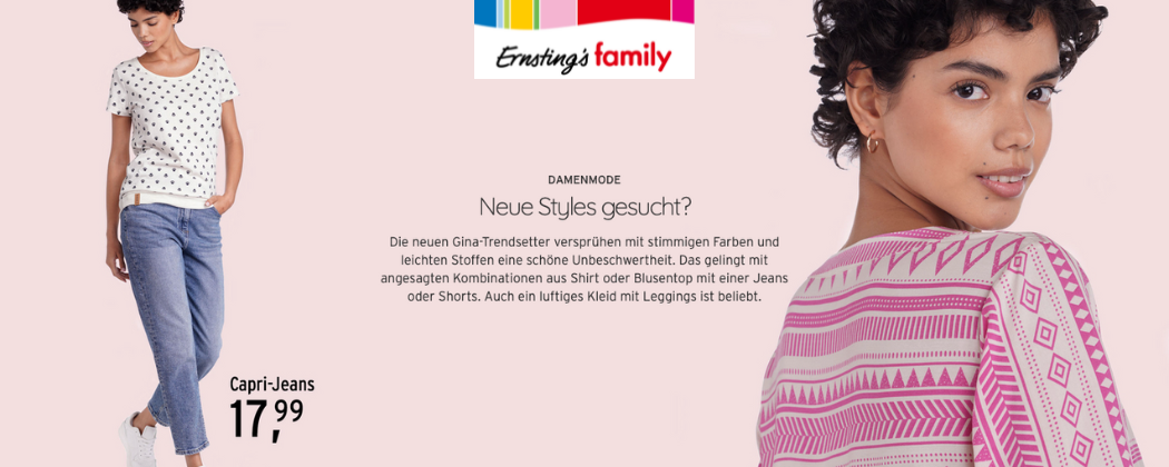 Neue Gina-Trendsetter bei Ernsting's family