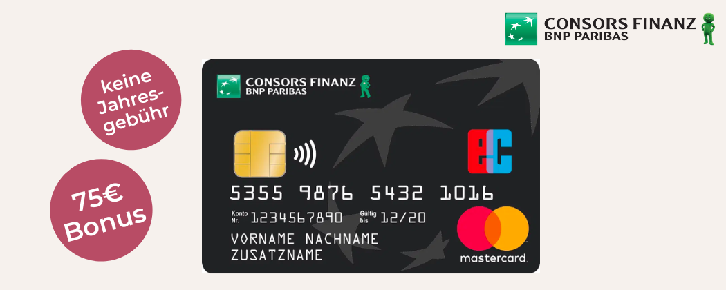 Consors Finanz Mastercard ohne Jahresgebühren - 75€ Bonus nur im Juni 2023