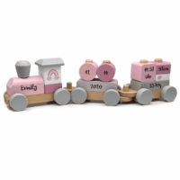 Holz Eisenbahn mit Steckformen rosa I Muffy & Moon I Geschenk zur Geburt I bedruckt personalisiert