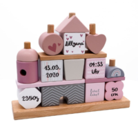 Stapel – und Steckspiel Haus - rosa | label label | bedruckt personalisierbar