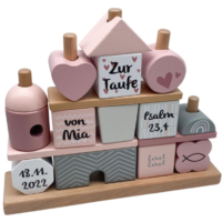 Steckspiel Haus rosa | Taufgeschenk | Label Label | personalisierbar