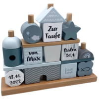 Steckspiel Haus blau | Taufgeschenk | Label Label | personalisierbar
