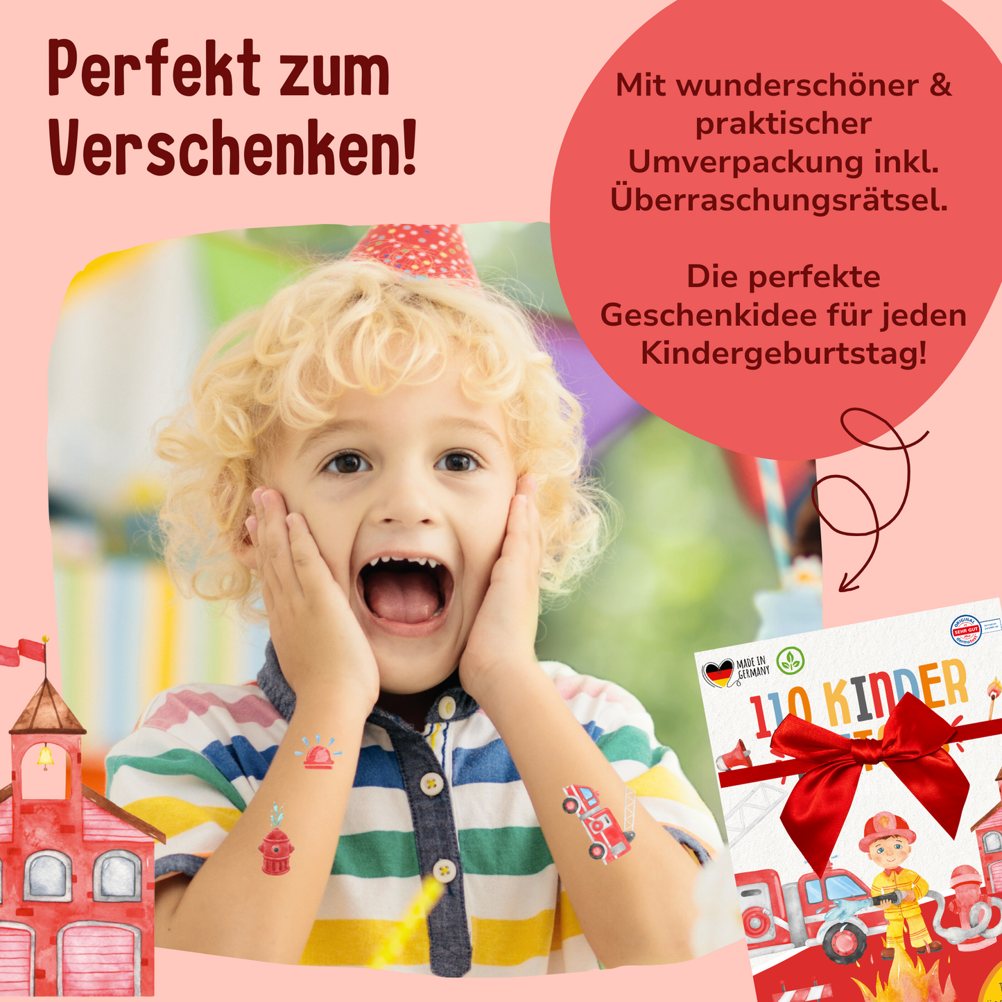 110 hautfreundliche Kinder Tattoos | Feuerwehr