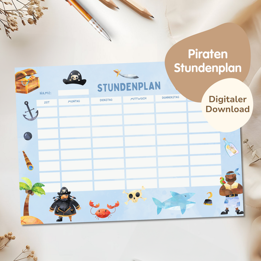 Stundenplan für Kinder | zum Ausdrucken | Piraten
