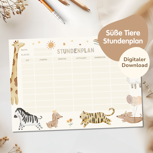Stundenplan für Kinder | zum Ausdrucken | Boho