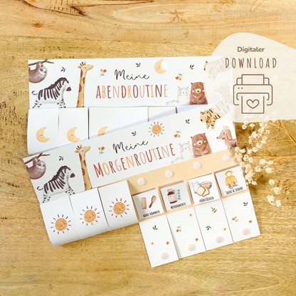 Morgen- & Abendroutine für Kinder | zum sofort Ausdrucken | Boho