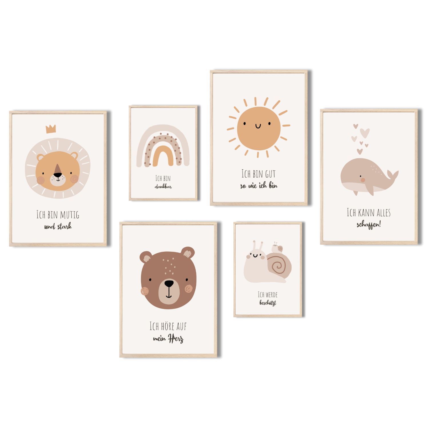 Kinderzimmerposter_Affirmationen_A4_A5_6er_Set_beige
