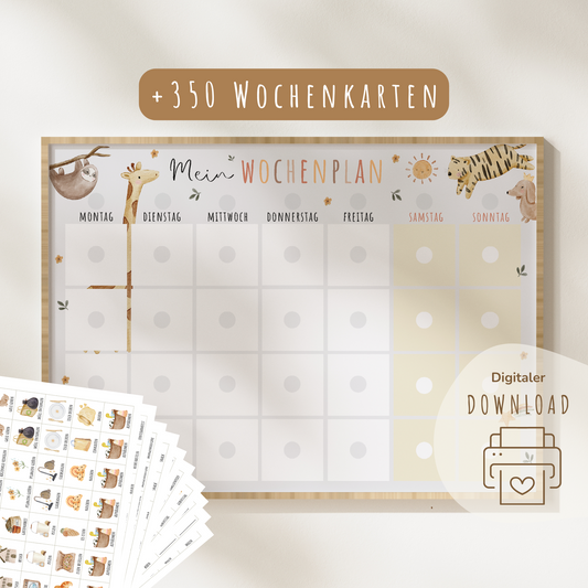 Wochenplan für Kinder | Montessori | zum Ausdrucken | Boho