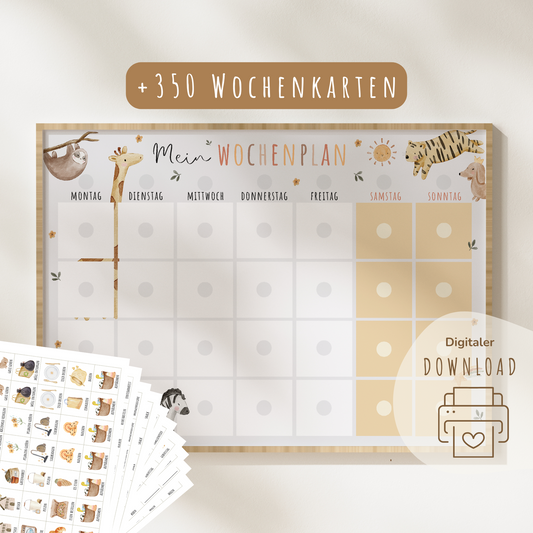 Wochenplan für Kinder | Montessori | zum Ausdrucken | Boho