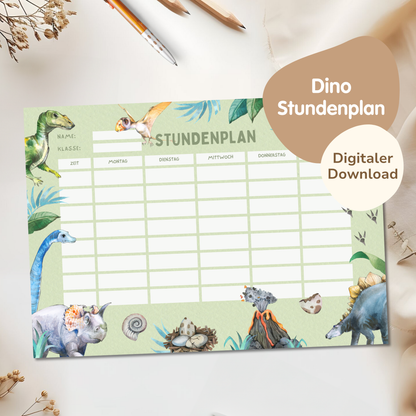 Stundenplan für Kinder | zum Ausdrucken | Dinos