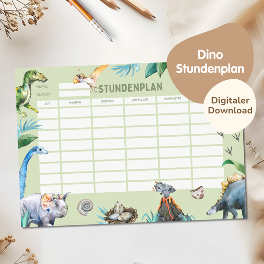 Stundenplan für Kinder | zum Ausdrucken | Dinos