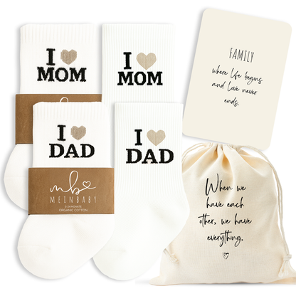 Geschenk zur Geburt Baby  – Babysocken Set inkl. Karte & Baumwollsäckchen