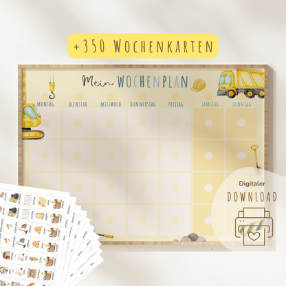 Wochenplan für Kinder | Montessori | zum Ausdrucken | Bagger