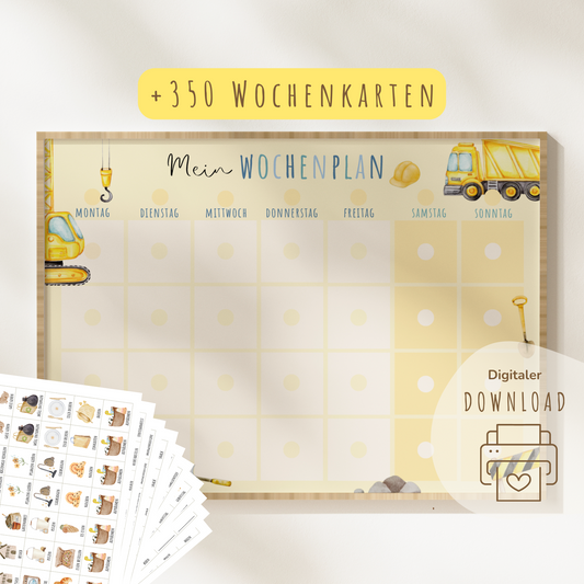 Wochenplan für Kinder | Montessori | zum Ausdrucken | Bagger