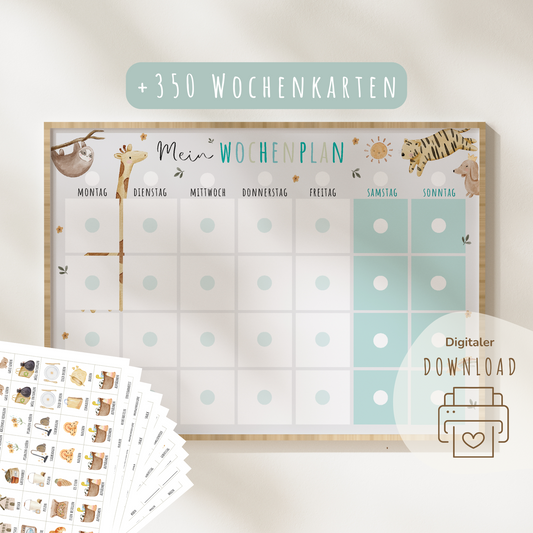 Wochenplan für Kinder | Montessori | zum Ausdrucken | Boho