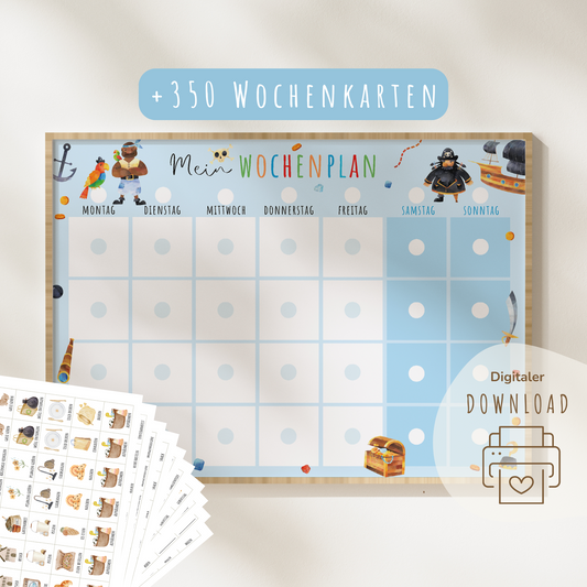 Wochenplan für Kinder | Montessori | zum Ausdrucken | Piraten
