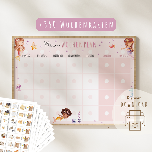 Wochenplan für Kinder | Montessori | zum Ausdrucken | Meerjungfrauen