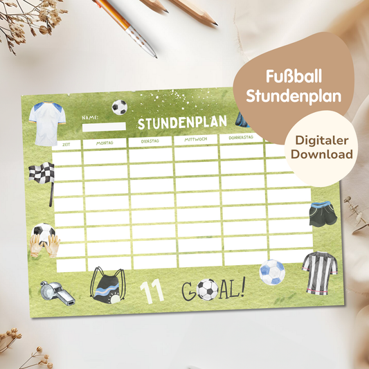 Stundenplan für Kinder | zum Ausdrucken | Fußball