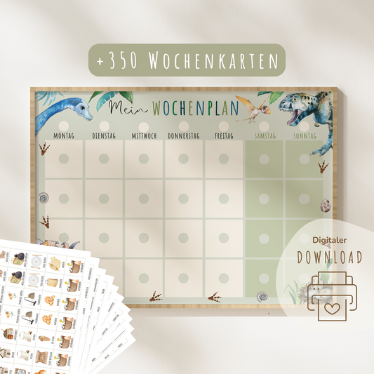 Wochenplan für Kinder | Montessori | zum Ausdrucken | Dino