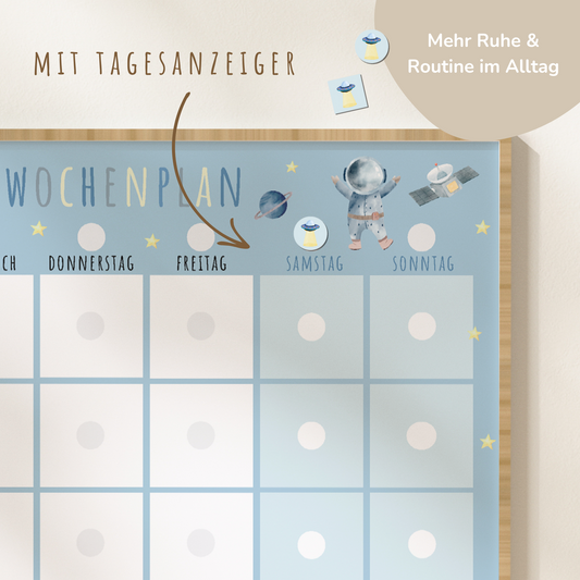 Wochenplan für Kinder | Montessori | zum Ausdrucken | Astronauten