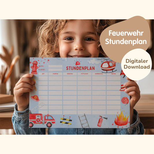 Stundenplan für Kinder | zum Ausdrucken | Feuerwehr