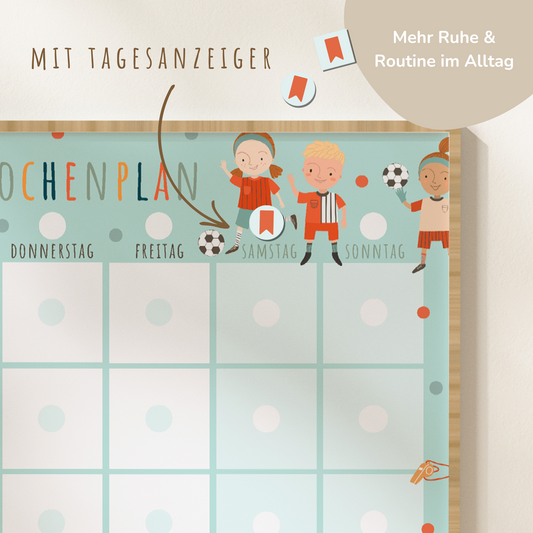 Wochenplan für Kinder | Montessori | zum Ausdrucken | Fußball