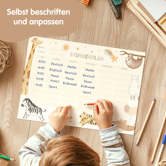 Stundenplan für Kinder | zum Ausdrucken | Boho