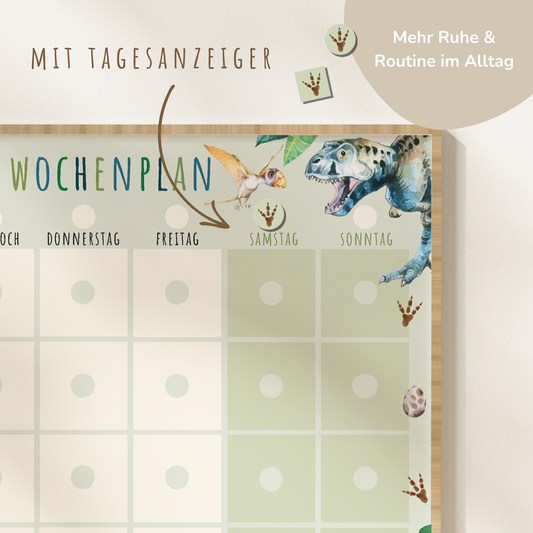 Wochenplan für Kinder | Montessori | zum Ausdrucken | Dino