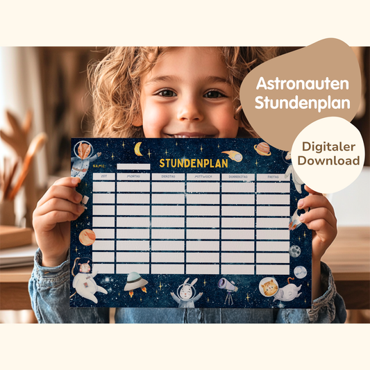 Stundenplan für Kinder | zum Ausdrucken | Astronaut & Weltall