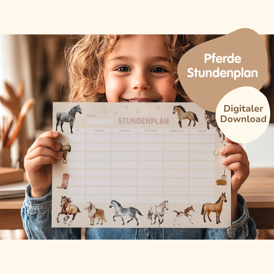 Stundenplan für Kinder | zum Ausdrucken | Pferde