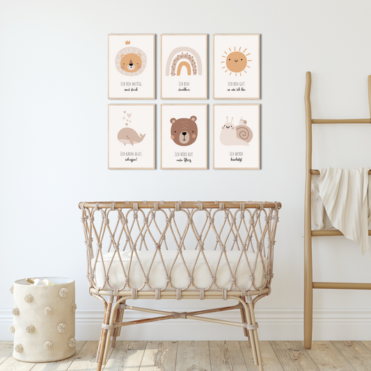 Kinderzimmerposter | 6er Set A4 | Affirmations Poster