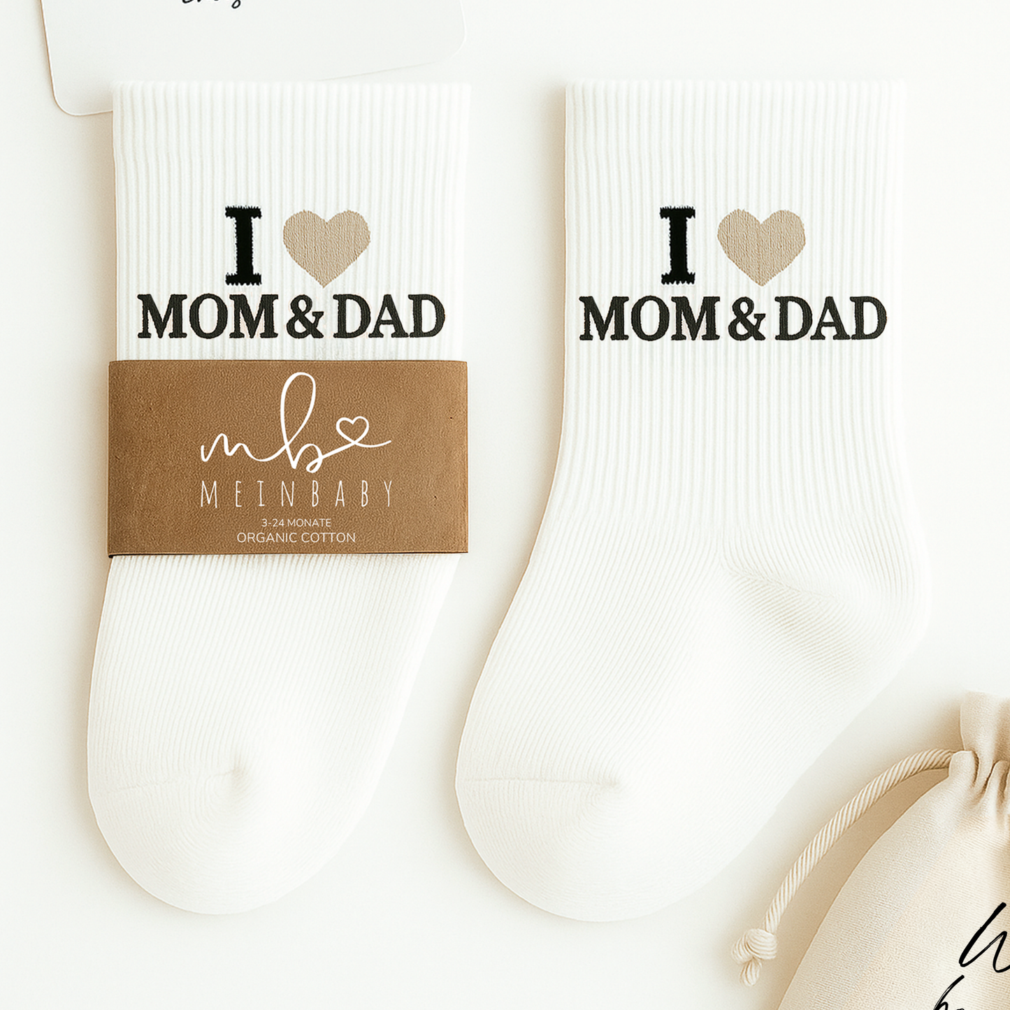 Geschenk zur Geburt Baby  – Babysocken Set inkl. Karte & Baumwollsäckchen