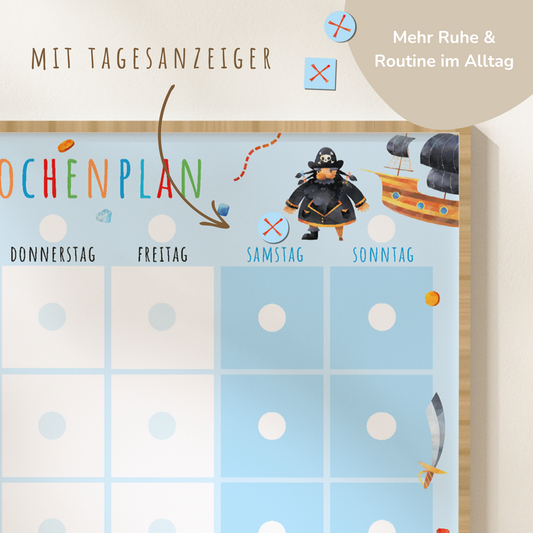 Wochenplan für Kinder | Montessori | zum Ausdrucken | Piraten