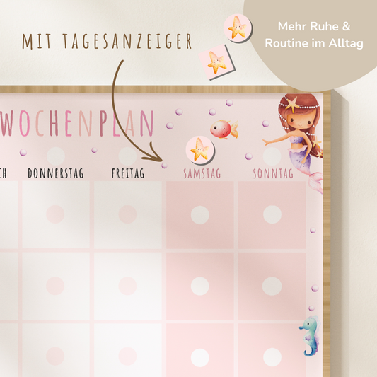 Wochenplan für Kinder | Montessori | zum Ausdrucken | Meerjungfrauen