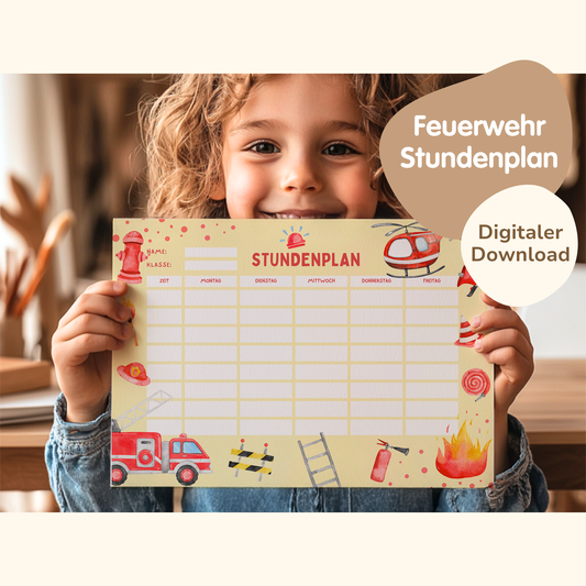 Stundenplan für Kinder | zum Ausdrucken | Feuerwehr