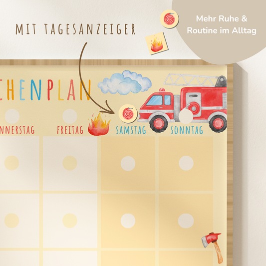 Wochenplan für Kinder | Montessori | zum Ausdrucken | Feuerwehr
