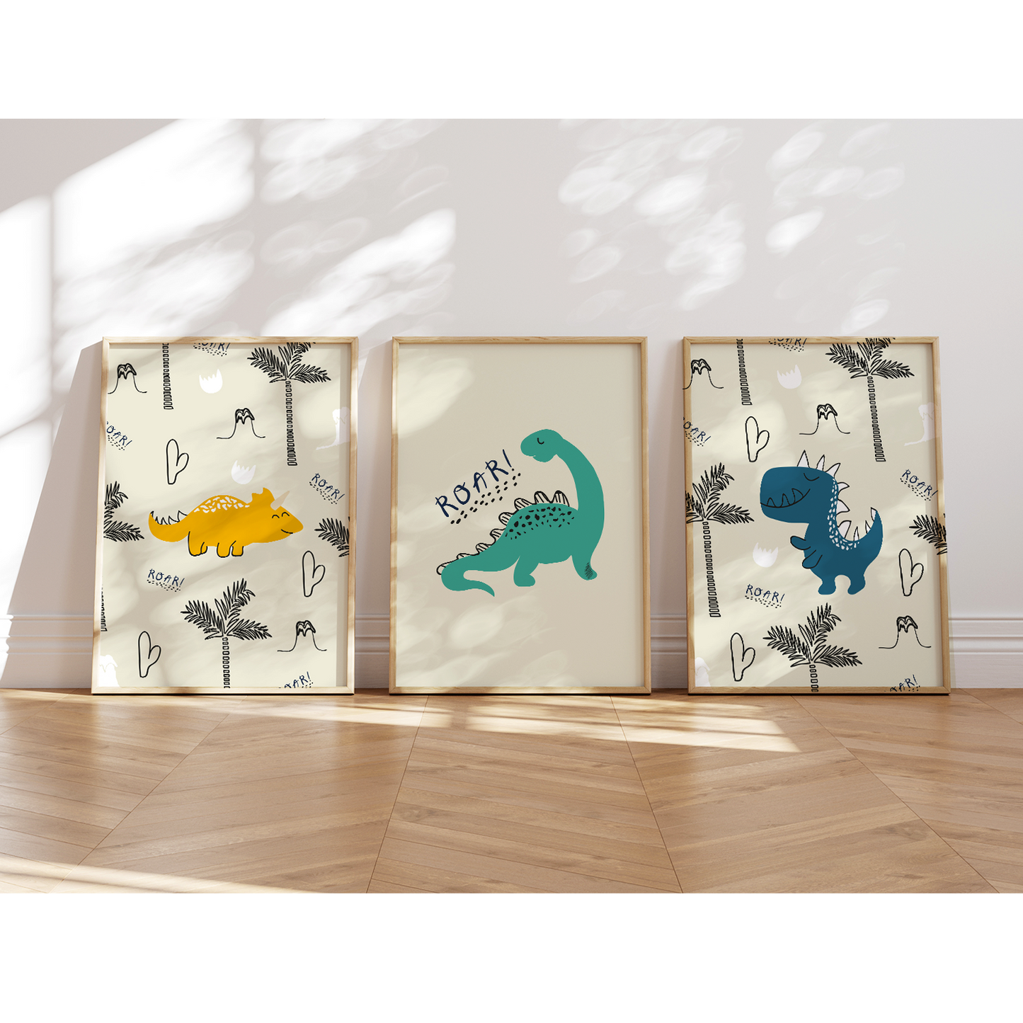 Kinderzimmerposter | 3er Set A4 | Dino Poster