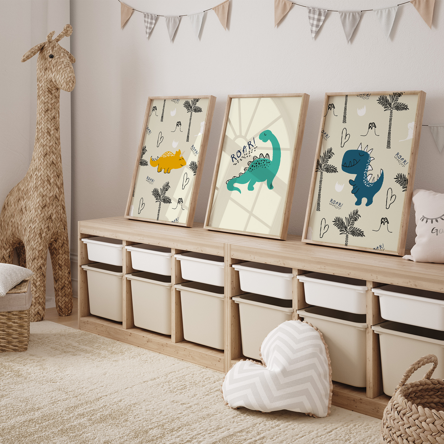 Kinderzimmerposter | 3er Set A4 | Dino Poster