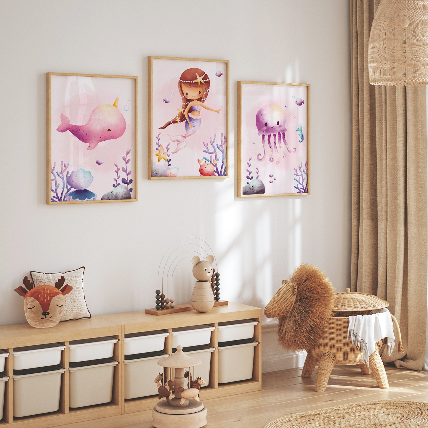 Kinderzimmer Poster | 3er Set A4 | Meerjungfrauen