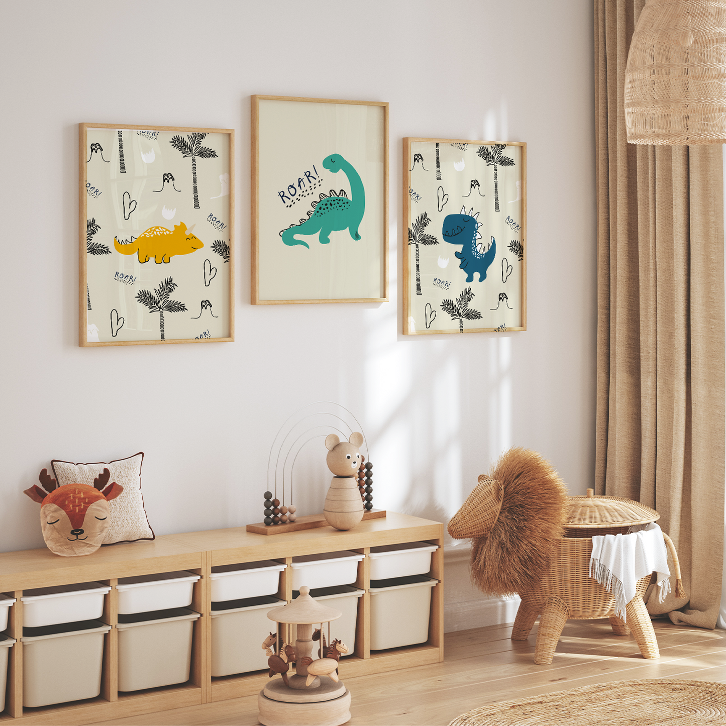 Kinderzimmerposter | 3er Set A4 | Dino Poster
