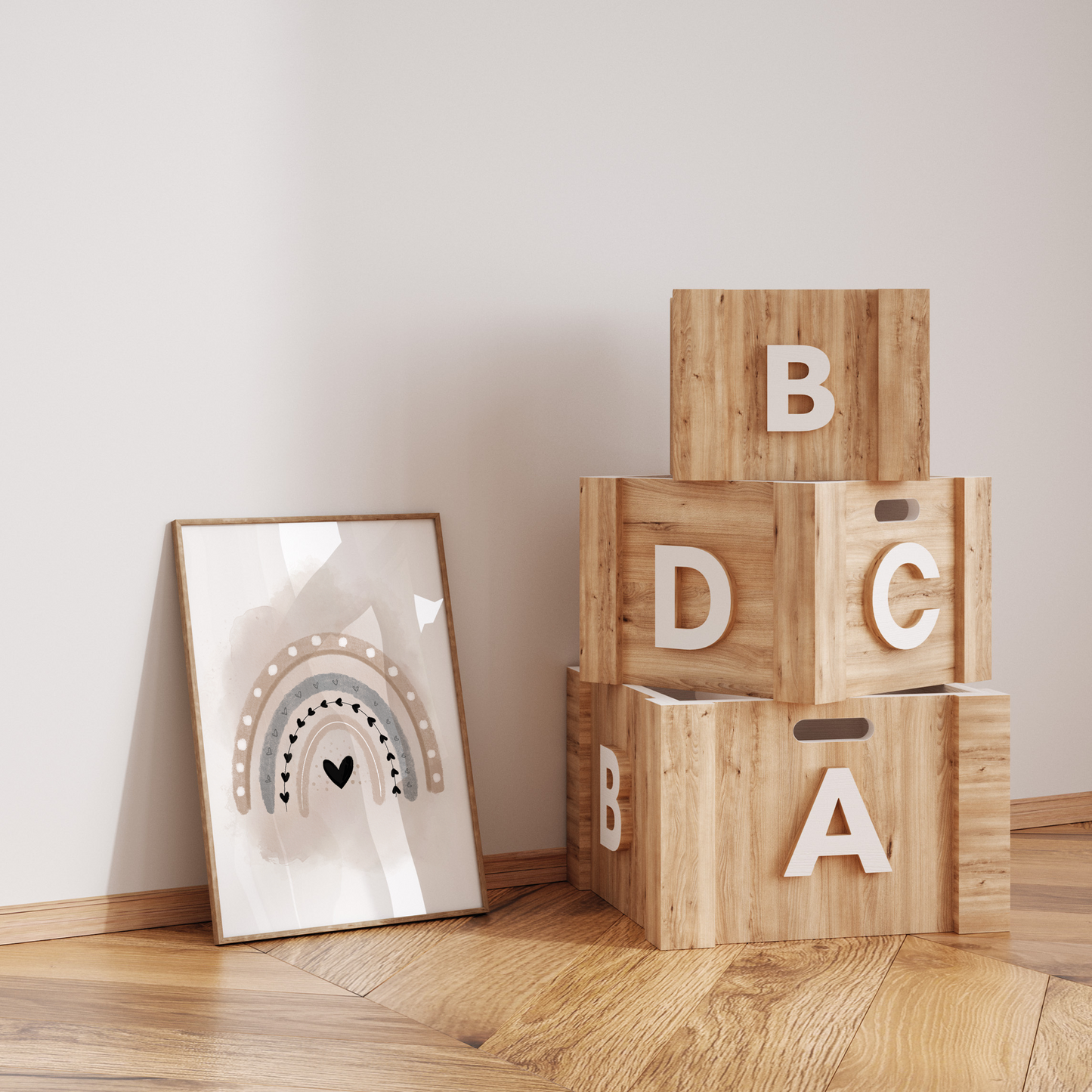 Kinderzimmer Poster | 3er Set A4 | Elefant & Luftballon beige