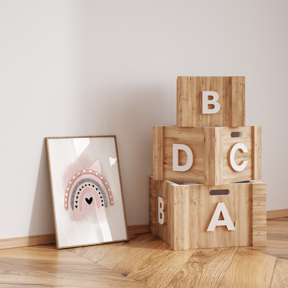 Kinderzimmer Poster | 3er Set A4 | Fuchs Luftballon rosa