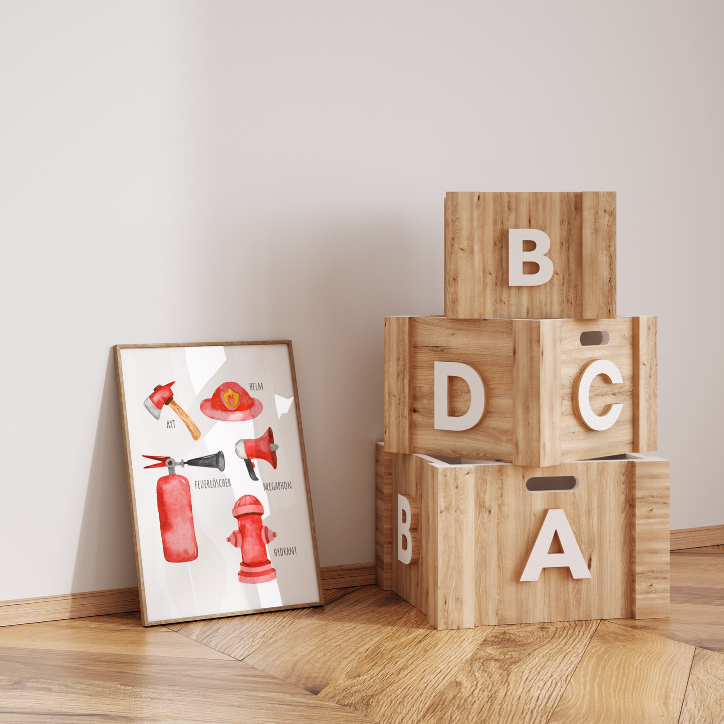 Kinderzimmerposter | 3er Set A4 | Feuerwehr