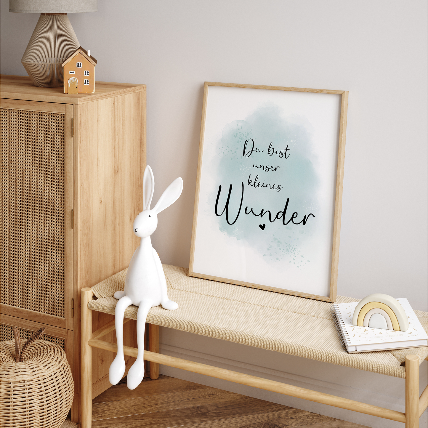 Kinderzimmer Poster | 3er Set A4 | Giraffe & Luftballon mint